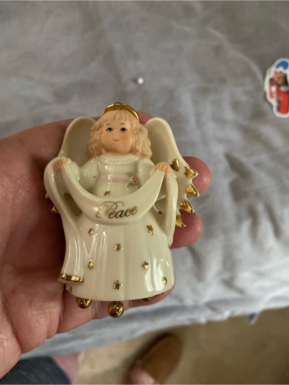 Peace Angel Porcelain Figurine - Ivory and Gold Home Accent.